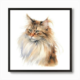 Cymric Longhair Manx Cat Portrait 1 Art Print