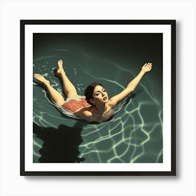 Portrait Of A Woman In Water Art Print