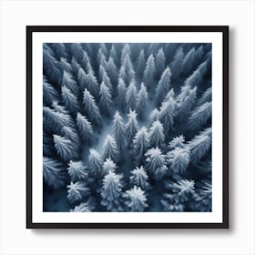 Aerial View Of Snowy Forest 17 Art Print