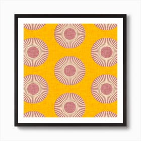 Earth Mod Sun Yellow Purple Square Art Print