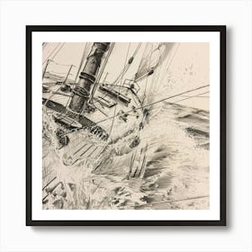 Sailboat In Rough Seas 2 Art Print