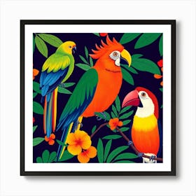 Colorful Parrots 3 Art Print