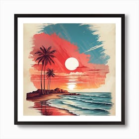 Sunset On The Beach Art Print