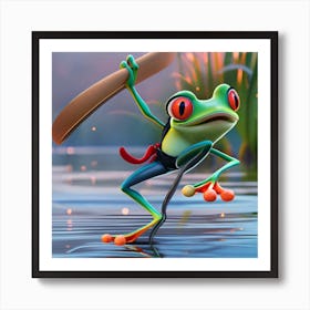 Frog In Water Art Print