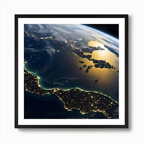 Earth At Night 9 Art Print