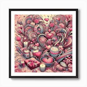 Valentine's Day, heart pattern 1 Art Print