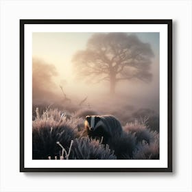 Badger In Frost Art Print