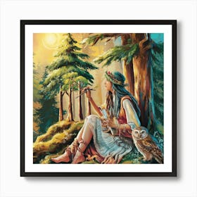 Owls In The Forest Art Print