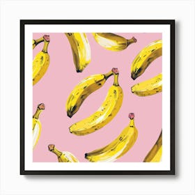 Bananas On Pink Background 8 Art Print