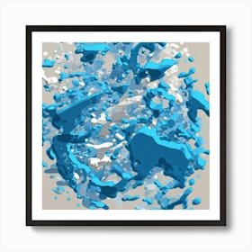 Blue Paint Splashes Art Print