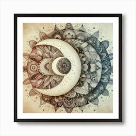 Moon And Flower 3 Art Print