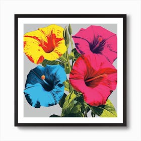 Andy Warhol Style Pop Art Flowers Morning Glory Square Art Print