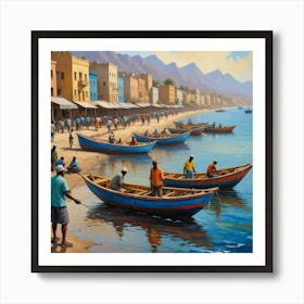 Fishing Boats On The Beach 5 Art Print