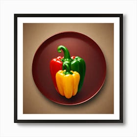 Red Peppers On A Plate Art Print