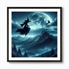 Witch Flying In The Sky Art Print