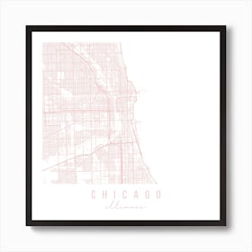 Chicago Illinois Light Pink Minimal Street Map Square Art Print