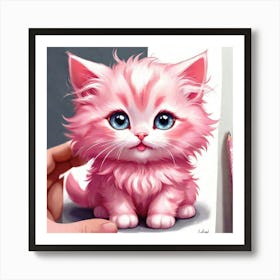 Cute Pink Kitten Art Print