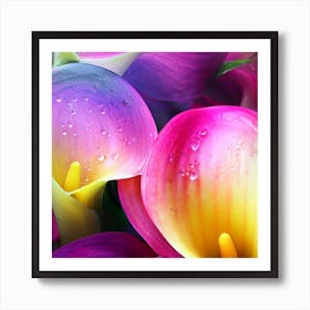 Beautiful pink, yellow, and purple chameleon lilies 4 Art Print