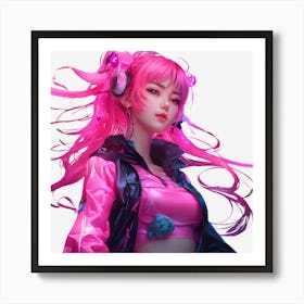 Pink Haired Girl Art Print