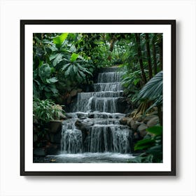 Waterfall In The Tropical Garden Art Print