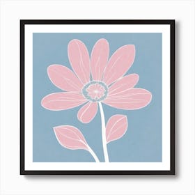 A White And Pink Flower In Minimalist Style Square Composition 381 Art Print