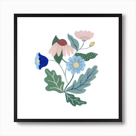 Bold Flower Pastels Gouache Painting 1 Art Print