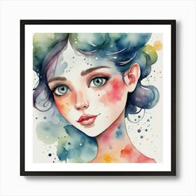 Watercolor Girl 3 Art Print