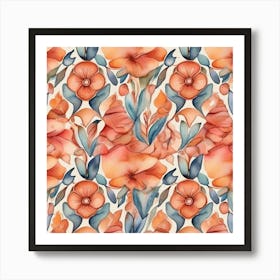 Watercolor Floral Pattern art print 1 Art Print