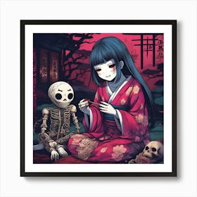 Undead Japanese Girl Art Print