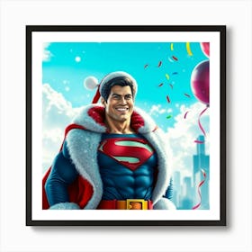 Flux Schnell A Jovial Superman Donning A Crimson Santalike Cos 0 Poster