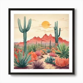 Cactus Desert art print 2 Art Print