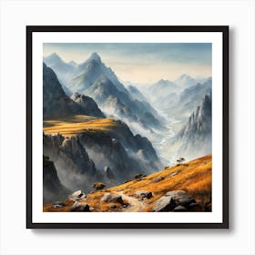 Chinese Mountains Landscape Painting (11) Art Print