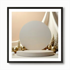 White Circle With Gold Ornaments 4 Art Print