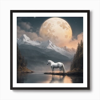 Canvas Print - A White Horse in The Midst of The Trees - 47.2x31.5