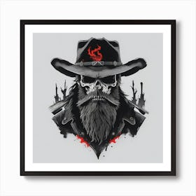 Skeleton In Cowboy Hat Art Print