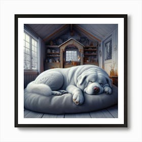 Dog Sleeping In A Room Art Print