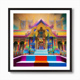 Rainbow Temple Festival Art Print