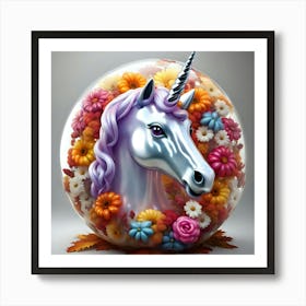 Unicorn With Flowers Art Print