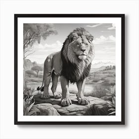 Lion In The Wilderness Art Print