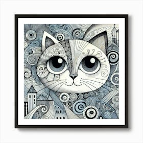 Twilight Footpad City Cat Art Print