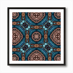 Blue Fractal Mandala 1 Art Print