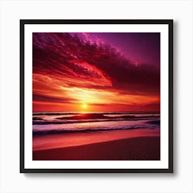 Sunset On The Beach 1077 Art Print