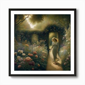 Woman In A Garden Art Print