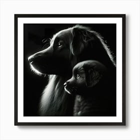 Black And White Dog Portrait 1 Art Print