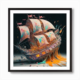 Ship with a splash of colour 9 Art Print