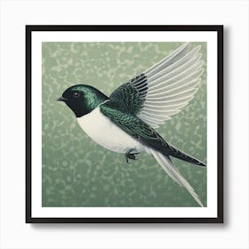 Ohara Koson Inspired Bird Painting Swallow Square Art Print