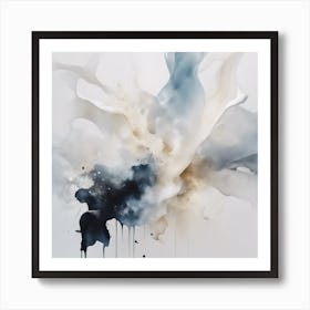 Abstract Minimalist Painting That Represents Duality, Mix Between Watercolor And Oil Paint, In Shade (35) Art Print