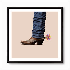 Funny Cowboy Square Art Print