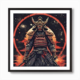 0 Dark Samurai With Many Details, Lost In The Galaxy Esrgan V1 X2plus Art Print