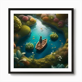 Boy In A Boat In A Garden Art Print